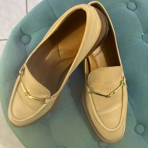 SARTO By Franco Sarto Cream Moccasins with Gold Detail